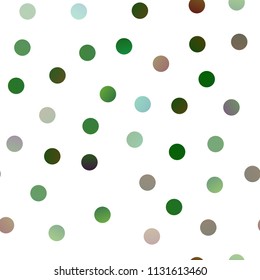 Dark Multicolor, Rainbow vector seamless pattern with spheres. Illustration with set of shining colorful abstract circles. New design for ad, poster, banner of your website.