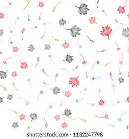 Dark Multicolor, Rainbow vector seamless sketch background. New colorful illustration in doodle style with leaves. The best blurred design for your business.