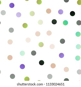 Dark Multicolor, Rainbow vector seamless cover with spots. Illustration with set of shining colorful abstract circles. Beautiful design for your business natural advert.