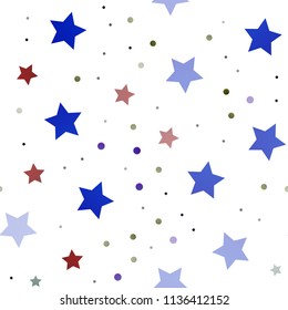Dark Multicolor, Rainbow vector seamless cover with small and big stars. Modern geometrical abstract illustration with stars. Smart design for your business advert.