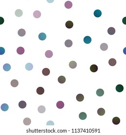 Dark Multicolor, Rainbow vector seamless background with dots. Modern abstract illustration with colorful water drops. Beautiful design for your business natural advert.