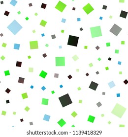 Dark Multicolor, Rainbow vector seamless pattern in square style. Rectangles on abstract background with colorful gradient. Modern template for your landing page.