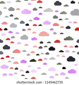 Dark Multicolor, Rainbow vector seamless pattern with clouds. Colorful illustration consisted of abstract clouds. Pattern for trendy fabric, wallpapers.