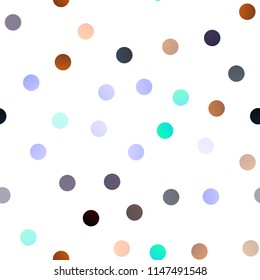 Dark Multicolor, Rainbow vector seamless texture with disks. Modern abstract illustration with colorful water drops. The pattern can be used for ads, leaflets of liquid.