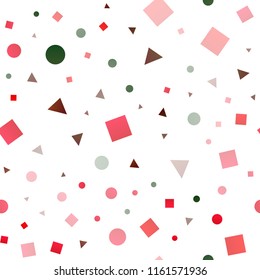 Dark Multicolor, Rainbow vector seamless pattern in polygonal style with circles. Illustration with colorful circles, triangles, rectangles. Pattern for trendy fabric, wallpapers.