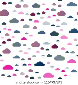 Dark Multicolor, Rainbow vector seamless cover with clouds. Illustration in abstract style with colorful clouds. Pattern for trendy fabric, wallpapers.
