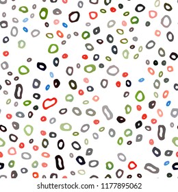 Dark Multicolor, Rainbow vector seamless backdrop with dots, spots. Colorful illustration with blurred circles in nature style. Design for textile, fabric, wallpapers.