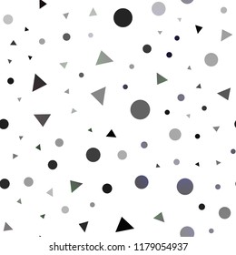 Dark Multicolor, Rainbow vector seamless background with triangles, circles. Illustration with set of colorful circles, triangles. Pattern for design of window blinds, curtains.