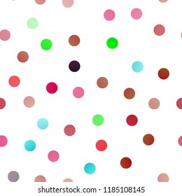 Dark Multicolor, Rainbow vector seamless background with bubbles. Glitter abstract illustration with blurred drops of rain. Beautiful design for your business natural advert.