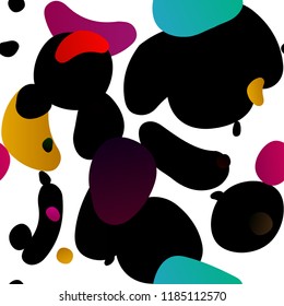 Dark Multicolor, Rainbow vector seamless background with bubbles. Glitter abstract illustration with blurred drops of rain. Design for textile, fabric, wallpapers.