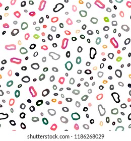 Dark Multicolor, Rainbow vector seamless pattern with spheres. Blurred bubbles on abstract backdrop with colorful gradient. Design for textile, fabric, wallpapers.