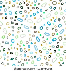 Dark Multicolor, Rainbow vector seamless layout with circle spots. Modern abstract illustration with colorful water drops. Pattern for design of window blinds, curtains.