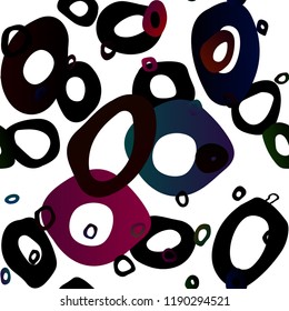 Dark Multicolor, Rainbow vector seamless layout with circle spots. Modern abstract illustration with colorful water drops. Template for business cards, websites.