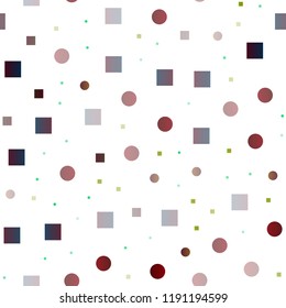 Dark Multicolor, Rainbow vector seamless backdrop with dots, spots, cubes. Colorful gradient with circles, rectangles on abstract backdrop. Pattern for design of window blinds, curtains.
