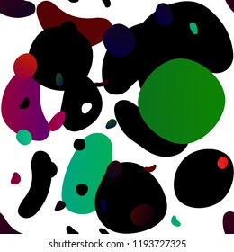 Dark Multicolor, Rainbow vector seamless background with bubbles. Glitter abstract illustration with blurred drops of rain. Design for textile, fabric, wallpapers.