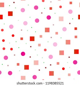 Dark Multicolor, Rainbow vector seamless layout with circle spots, cubes. Illustration with set of shining colorful abstract circles, cubes. Trendy design for wallpaper, fabric makers.