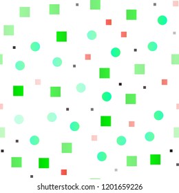 Dark Multicolor, Rainbow vector seamless pattern with spheres, squares. Abstract backdrop with colorful circles, rectangles. Trendy design for wallpaper, fabric makers.