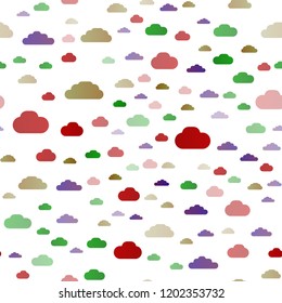 Dark Multicolor, Rainbow vector seamless texture with cloudy sky. Colorful illustration consisted of abstract clouds. Template for business cards, websites.