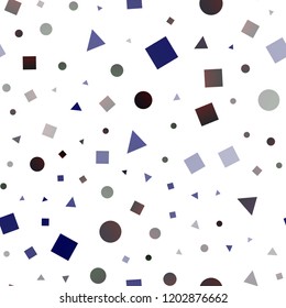 Dark Multicolor, Rainbow vector seamless texture in poly style with circles, cubes. Glitter abstract illustration with spheres, squares, lines. Trendy design for wallpaper, fabric makers.
