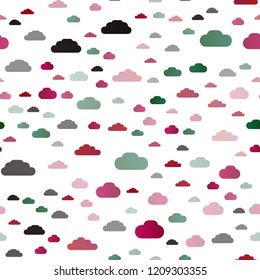 Dark Multicolor, Rainbow vector seamless texture with cloudy sky. Colorful illustration with abstract clouds. Trendy design for wallpaper, fabric makers.