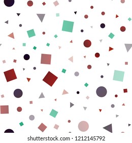 Dark Multicolor, Rainbow vector seamless cover in polygonal style with circles. Illustration with set of colorful circles, triangles, squares. Template for business cards, websites.