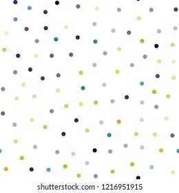 Dark Multicolor, Rainbow vector seamless background with bubbles. Illustration with set of shining colorful abstract circles. Pattern can be used as texture of water, rain drops.