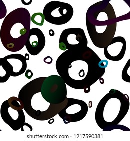 Dark Multicolor, Rainbow vector seamless cover with circles. Glitter abstract illustration with blurred drops of rain. Template for business cards, websites.