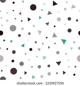 Dark Multicolor, Rainbow vector seamless texture in triangular style with circles. Illustration with set of colorful circles, triangles. Design for textile, fabric, wallpapers.
