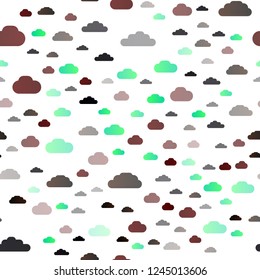 Dark Multicolor, Rainbow vector seamless pattern with clouds. Illustration with abstract gradient clouds. Pattern for trendy fabric, wallpapers.