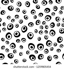 Dark Multicolor, Rainbow vector seamless template with spots. Blurred bubbles on abstract backdrop with colorful gradient. Pattern for design of fabric, wallpapers.