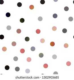 Dark Multicolor, Rainbow vector seamless texture with disks. Beautiful colored illustration with blurred circles in nature style. The pattern can be used for ads, leaflets of liquid.