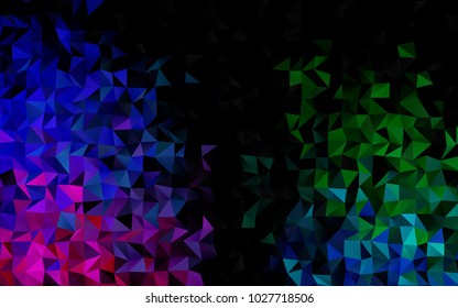 Dark Multicolor, Rainbow vector shining triangular background. Glitter abstract illustration with an elegant design. Triangular pattern for your business design.