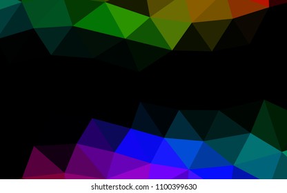 Dark Multicolor, Rainbow vector shining hexagonal shining triangular. Creative geometric illustration in Origami style with gradient. The best triangular design for your business.