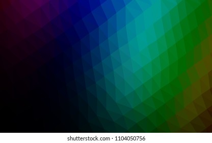 Dark Multicolor, Rainbow vector shining hexagonal pattern. Creative geometric illustration in Origami style with gradient. A completely new template for your business design.