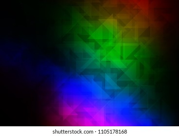 Dark Multicolor, Rainbow vector shining hexagonal background. Geometric illustration in Origami style with gradient.  The textured pattern can be used for background.