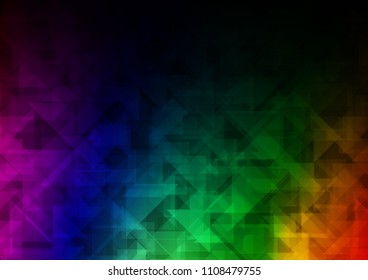 Dark Multicolor, Rainbow vector shining hexagonal shining triangular. Shining colored illustration in a Brand new style. The best triangular design for your business.