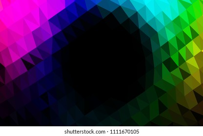 Dark Multicolor, Rainbow vector shining hexagonal template. Colorful abstract illustration with gradient. A new texture for your design.