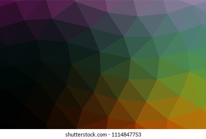 Dark Multicolor, Rainbow vector shining triangular background. Colorful illustration in abstract style with gradient. Triangular pattern for your business design.