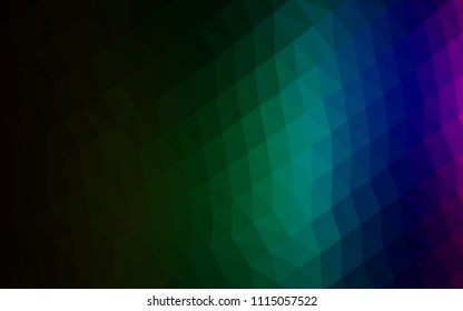 Dark Multicolor, Rainbow vector shining hexagonal pattern. Modern geometrical abstract illustration with gradient. Triangular pattern for your business design.
