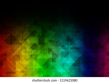Dark Multicolor, Rainbow vector shining hexagonal shining triangular. Shining illustration, which consist of triangles. The elegant pattern can be used as part of a brand book.