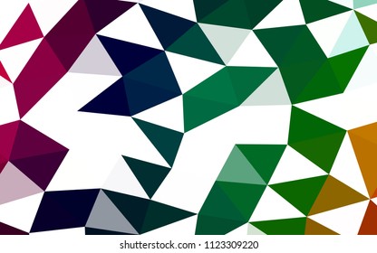 Dark Multicolor, Rainbow vector shining hexagonal shining triangular. Creative illustration in halftone style with gradient. Brand new design for your business.