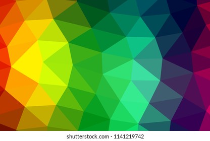 Dark Multicolor, Rainbow vector shining hexagonal shining triangular. Creative geometric illustration in Origami style with gradient. A completely new template for your business design.