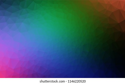 Dark Multicolor, Rainbow vector shining hexagonal pattern. Geometric illustration in Origami style with gradient.  A completely new template for your business design.