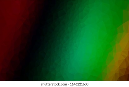 Dark Multicolor, Rainbow vector shining hexagonal pattern. A sample with polygonal shapes. The textured pattern can be used for background.