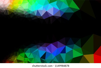 Dark Multicolor, Rainbow vector shining hexagonal template. Geometric illustration in Origami style with gradient.  The best triangular design for your business.