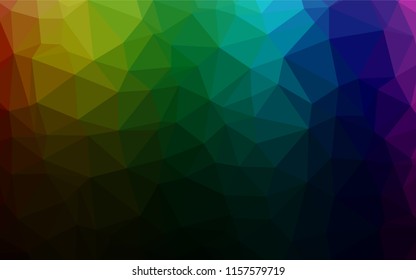 Dark Multicolor, Rainbow vector shining hexagonal pattern. Colorful abstract illustration with gradient. Brand new style for your business design.