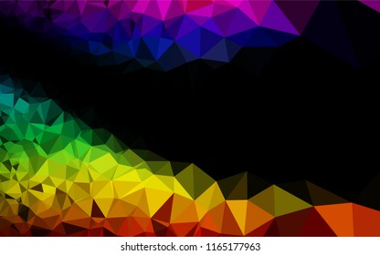 Dark Multicolor, Rainbow vector shining hexagonal pattern. A sample with polygonal shapes. The elegant pattern can be used as part of a brand book.