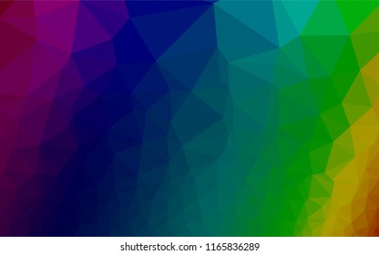 Dark Multicolor, Rainbow vector shining hexagonal template. Geometric illustration in Origami style with gradient.  The template can be used as a background for cell phones.
