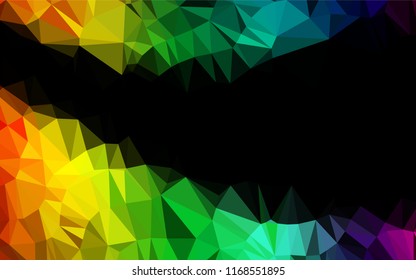 Dark Multicolor, Rainbow vector shining hexagonal background. Shining illustration, which consist of triangles. A new texture for your design.