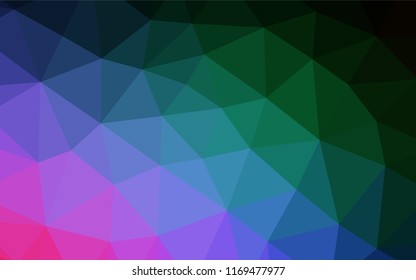Dark Multicolor, Rainbow vector shining hexagonal background. Creative illustration in halftone style with gradient. Triangular pattern for your business design.
